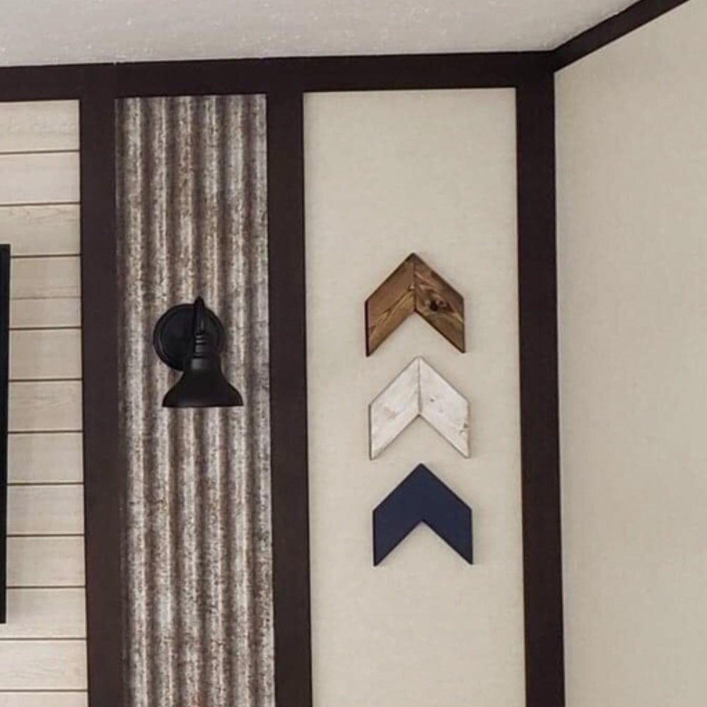COPY - Set of 3 chevron wall arrows navy walnut w…